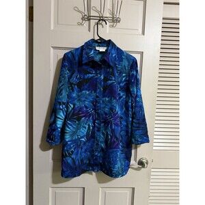 Vintage Brownstone Studio Blouse Womens Floral Sheer Button Up 90s Size Medium